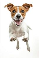 A joyful Belgian Malinois dog running towards the camera with enthusiasm in a bright space photo