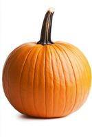 A vibrant orange pumpkin ready for autumn decorations and festive celebrations photo