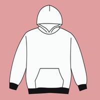 a white hoodie with black trim on the front vector
