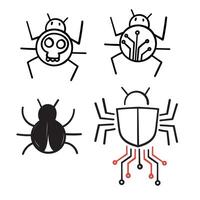 four different types of bugs computer vector