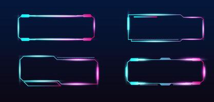 Modern technology box or HUD UI glowing light editable vector