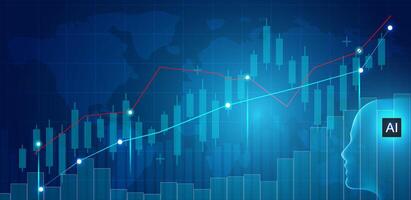 Trading robot software using Ai logarithm. trade automation AI business vector