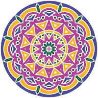 Hand Drawn Ornamental Colorful Mandala Pattern Design on White Background vector