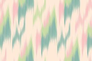 Pastel Ikat Pattern with Pink, Green, and Teal Stripes on Beige Background vector