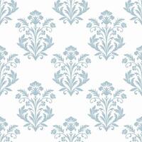 Luxurious seamless damask pattern in light blue tones, featuring delicate floral elements and intricate designs. Perfect for wallpapers, fabrics, interiors, textiles and classic design projects. vector