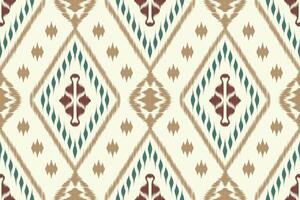 Seamless geometric tribal ikat fabric pattern with diamond motifs. Ideal for textiles, wallpaper, fashion, ethnic decor and fabric designs. Inspired by traditional patterns. vector