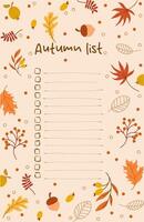 Brown warm autumn list template with dry leaves and walnuts as a background vector
