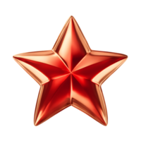 3D Red and Gold Shiny Metallic Star Isolated on Transparent Background png