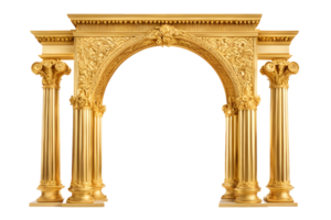 Golden Ornamental Arch with Columns Isolated on Transparent Background png