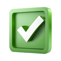 3D Green Checkmark in a Square Isolated on Transparent Background png