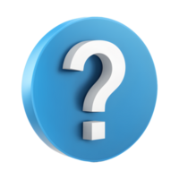 3D Blue Circular Icon with Question Mark Isolated on Transparent Background png