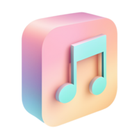 3D Music Icon in Pastel Colors Isolated on Transparent Background png