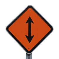 Traffic Sign with Double Arrow Indicating Two Way Traffic Isolated on Transparent Background png