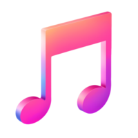 3D Musical Note Icon Isolated on Transparent Background png