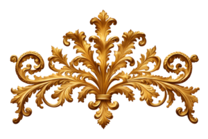 Golden Baroque Ornament Elements Isolated on Transparent Background png