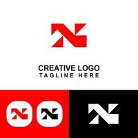 N logo with red example. vector