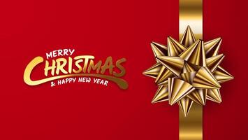 Christmas banner. Xmas design background of realistic gold gift ribbon rope, Horizontal Christmas poster, greeting card, header for website. vector
