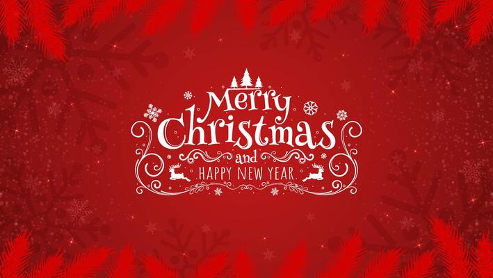 Christmas and New Year typography on shiny Christmas background with snowflakes. Merry Christmas card.