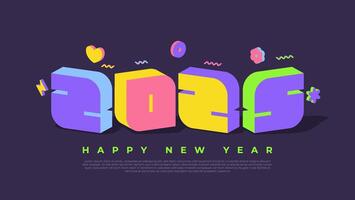 Celebrate the New Year 2025 with a vibrant banner design, featuring bold and colorful 3D numbers that bring a unique and festive flair to your celebrations. vector
