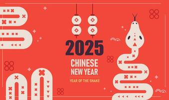 Chinese new year 2025 year of the Snake. Abstract design. Linear geometric Snake illustration. Traditional Chinese design. Lunar new year concept vector