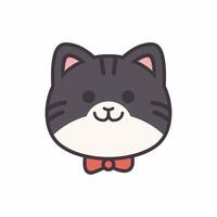 A black and white drawing of a cat wearing a bow tie vector