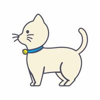 A drawing of a cat with a blue collar and a tag that says the name vector