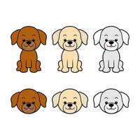 Dog image illustration with 3 different colors style vector