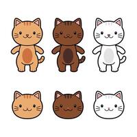 collection of cat pictures and cat heads with 3 different colors vector