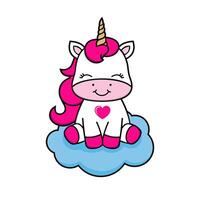 adorable unicorn cartoon sitting on a cloud vector