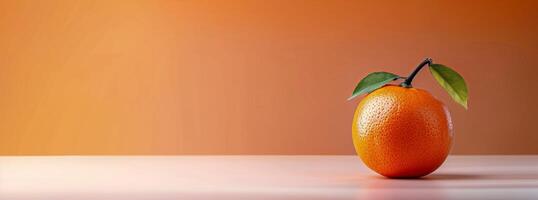Single Orange Pumpkin on Smooth Orange Background in Autumn Setting photo