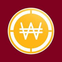 Won coins icons. Korean money symbol, Simple currency logo with smooth gradient fill. vector
