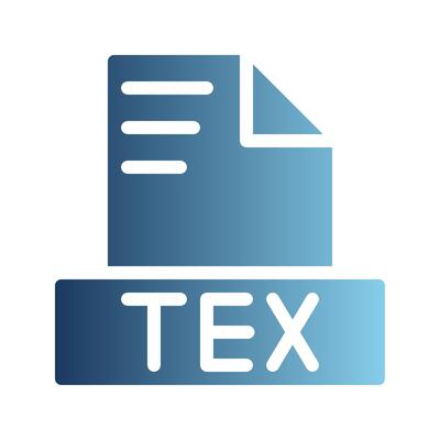 Latex document file text icons, with smooth color gradations. Can be used for websites, UI and mobile apps.