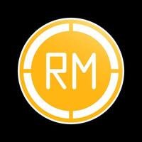 Ringgit coin icons. Malaysian money symbol, Smooth gradient fill logo of global currencies. vector