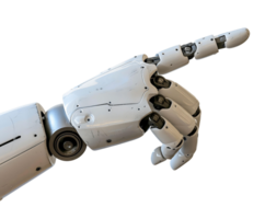 White Cyborg Robotic Hand Pointing Finger 3D Rendering png