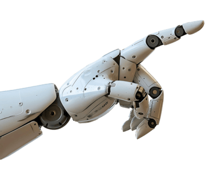 3d tolkning av vit robot hand med finger pekande png