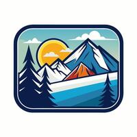 Mountain with snow and pine tree snow winter season flat illustration for your design concept vector