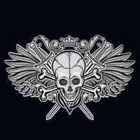 grunge skull and swords vector