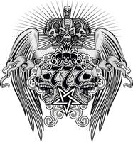 skull with wings and crown vector