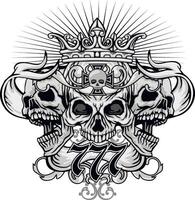skulls with and crown vector