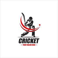 Cricket Player Logo Design Inside a Shape of Ring vector