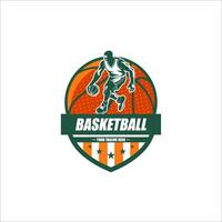 Basketball player running with ball, isolated low poly illustration. vector