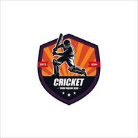 Logo of the cricket championship with a ball and bats on the background of the shield. vector