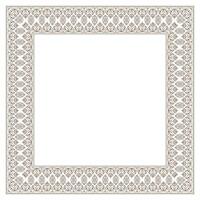 Gold vintage pattern in Victorian style in shape of square frame. Traditional Ornamental pattern frame for square surface, household utensil, textile, embroidery, wedding invitation, greeting cards. vector