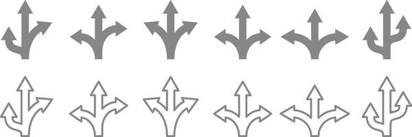 Trafic gray way arrows icon Road stencil set arrow vector