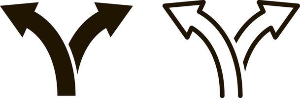 Trafic two arrows way icon Road set arrow vector