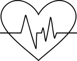 Doodle medicine heart with graph beat icon vector
