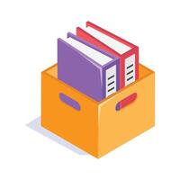 An isometric icon of archives in modern style vector