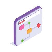 Website flowchart isometric design, ready for premium use vector