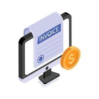 An invoice and payment symbol representing online billing and financial transactions. vector