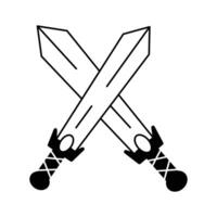 A pair of crossed swords displayed as part of a historical exhibit vector